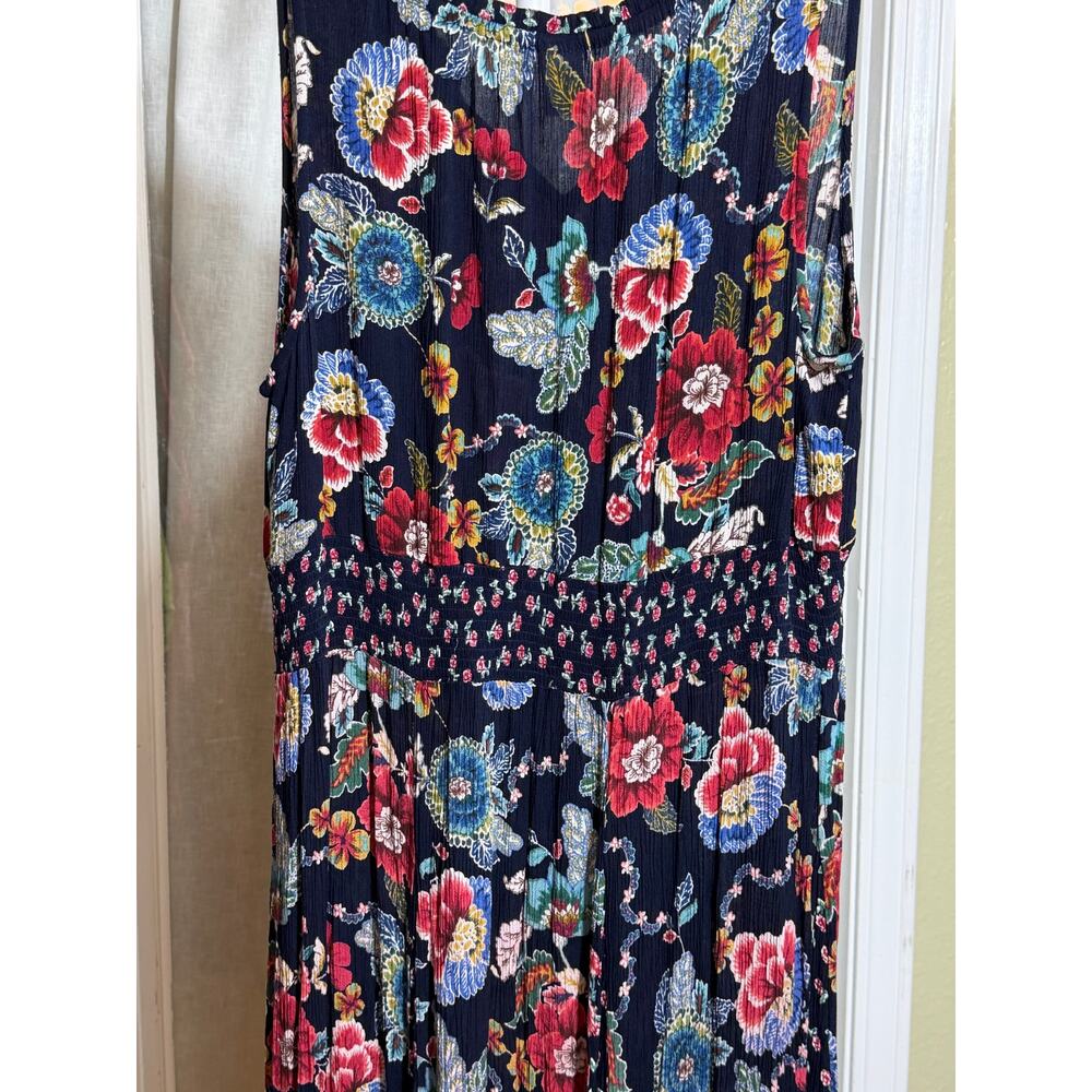 Bila Women's XL Boho Floral Sleeveless Maxi Blue Print Resort Casual Boho Dress - Picture 8 of 10